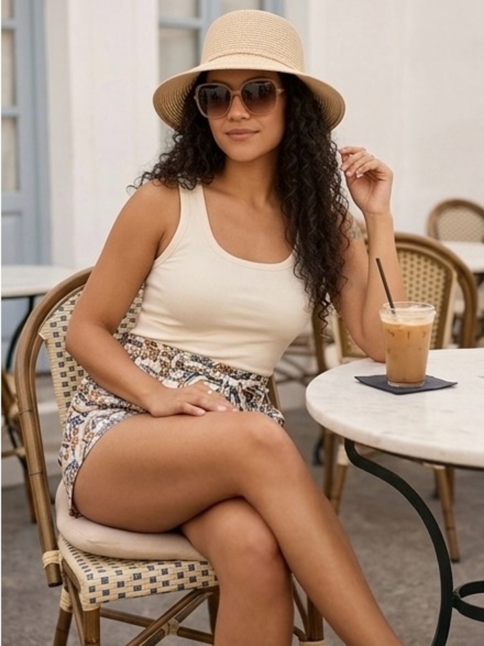 WHBM Printed Tie Waist Shorts Size 4 Mediterranean Resort Style NWT - Picture 2 of 10